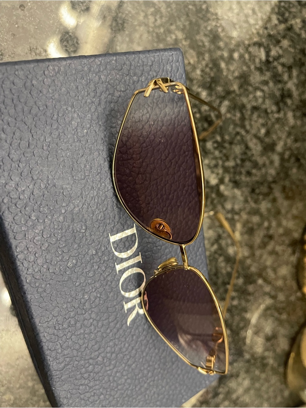 Dior Gold Frame Sunglasses with Rose-Tinted Gradient Lenses
